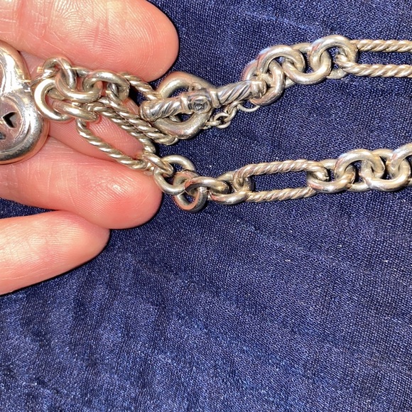 Vintage David Yurman Heart Charm on Figari Necklace - Silver and 18k - Picture 4 of 5